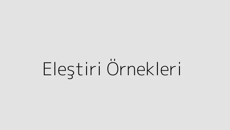 Eleştiri Örnekleri.