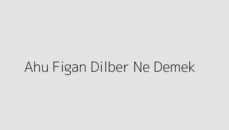 Ahu Figan Dilber Ne Demek