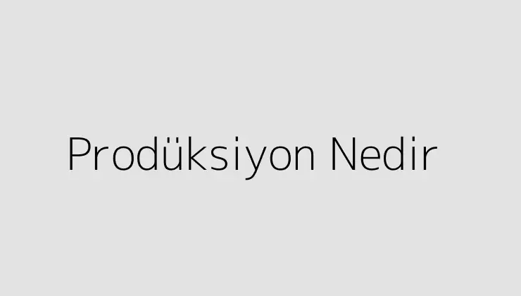 Prodüksiyon Nedir