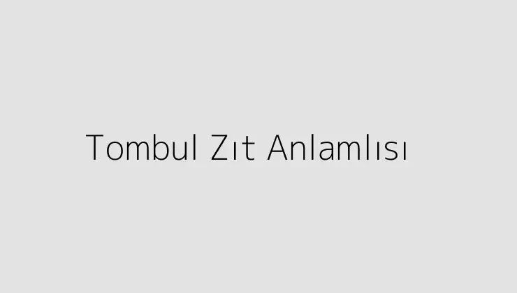 Tombul Zıt Anlamlısı