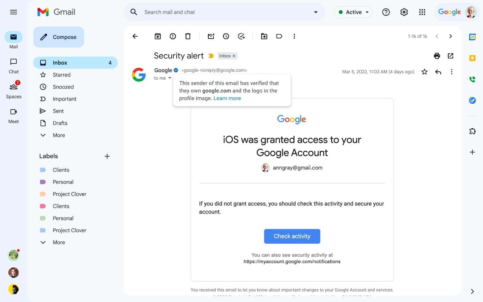 Gmail mavi tik ile güvenliğe yardım edecek
