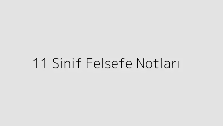 11 Sinif Felsefe Notları