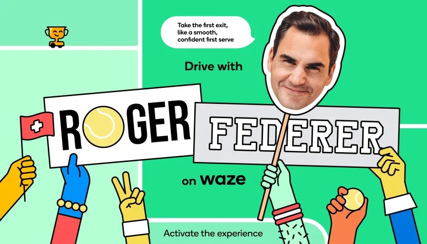 Waze Roger Federer sesiyle yol tarif edecek
