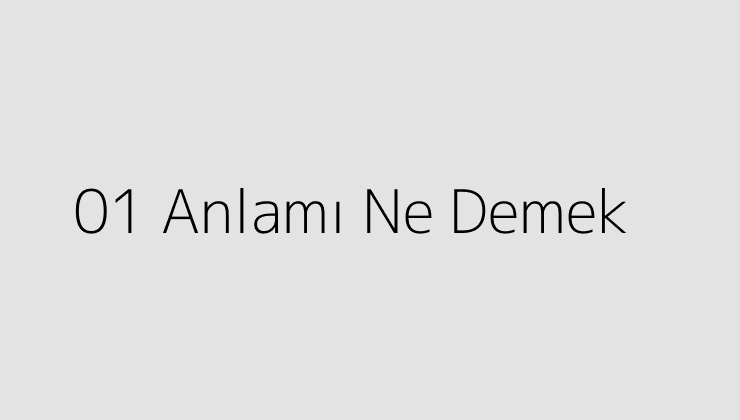 01 Anlamı Ne Demek?